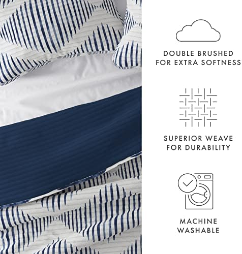 מזין מצעי חיל הים בן 3 חלקים קינג/קאלי קינג שמיכה שמיכה עם 2 שמס | כיסויי מיטה קלים, כל העונה, בדוגמת |